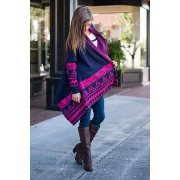 Fantastic Fawn Blue & Pink Cardigan Size Small - Picture 2 of 8